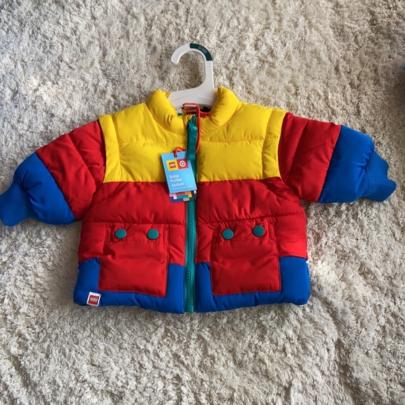 0-3 mo Baby Color Block Puffer Jacket - LEGO® Collection x Target Yellow/Red… - Picture 6 of 9